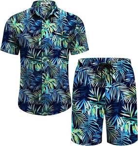 Conjunto de Dos Piezas con Estampado Floral Hawaiano de Marca Propia, Conjuntos de Verano para Hombre, Camisas de Manga Corta con Botones y Pantalones Cortos para Hombre - Product Image 1