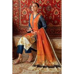 Ensemble de 3 pièces non cousues pour femmes, imprimé, en tissu lawn, collection SD-52015 - Product Image 4