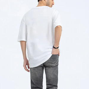 เสื้อยืดผ้าฝ้าย100% แฟชั่นสำหรับผู้ชายเสื้อยืดพิมพ์ลายโลโก้หน้าจอสีทึบผ้าทอไหล่ปล่อยไซส์ใหญ่พิเศษ - Product Image 2