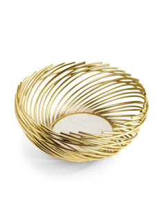 Bol de service en métal plaqué or blanc, design unique, style moderne et luxueux, couleur/taille/logo personnalisable pour les fêtes - Product Image 4