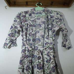 Indian Handmade Cotton Floor-Length Gown Floral Pattern Sexy Beach Party Wear <b>Long</b> <b>Kimono</b> Lounge Dress Bath Robe Natural Spring - Product Image 4