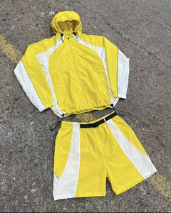 2025 chándal de nailon ligero personalizado y conjunto corto cortavientos con cremallera reflectante estilo callejero para el verano - Product Image 6