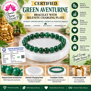 Pulsera de Cristal Natural y Placa de Carga de Selenita - Elige entre Amatista, Pirita, Citrino o Aventurina Verde - Product Image 6