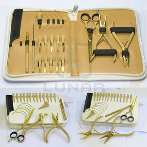 Kit de herramientas de extensión de cabello para salón de belleza, Color dorado bronceado, logotipo personalizado gratis, lo más vendido de fábrica - Product Image 6