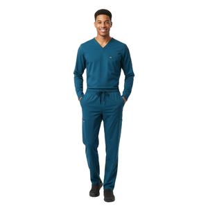 Conjunto de Uniforme Médico para Hombre, Corte Preciso, Personalizable, Premium, Duradero, Cuello en V, Parte Superior y Pantalones, Uniforme Profesional para Clínica Médica y Hospital - Product Image 1