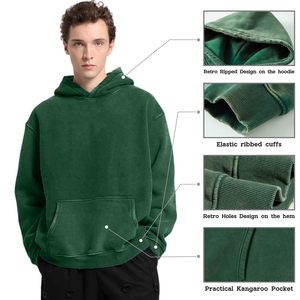Nueva Sudadera con capucha lavada de mezcla de algodón básica con logotipo y diseño personalizado para hombres, sudaderas con capucha informales cómodas y relajadas para ropa de invierno - Product Image 2