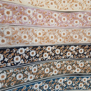 Handmade Sequin Embroidered 100% Cotton <b>Lace</b> <b>Fabric</b> with Flower Design for Wedding Dresses-GotaVastra Brand - Product Image 1