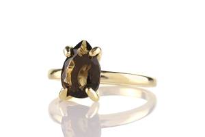 Distinctive Piece Of 925 Sterling Silver Natural Smoky Quartz Pear Faceted Cut Gemstone Gold Plated Stackable <b>Rings</b> Fine Jewelry - Product Image 4
