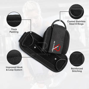 Sangles de cheville rembourrées en néoprène légères avec logo personnalisé, anneau en D réglable, unisexe, pour machines à câbles de musculation, support d'entraînement en coton et cuir - Product Image 5