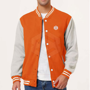 Chaqueta informal con letras y botones bordados de chenilla personalizada para hombre, chaqueta transpirable de invierno de alta calidad con cuello levantado - Product Image 1