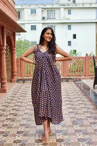 2024 Unique élégant à la recherche longue robe avec imprimé élégant Floral femmes robe d'été robes décontractées en vrac 100% coton nouveau Artical - Product Image 5