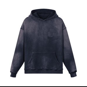 Streetwear personnalisé sweat à capuche vintage et pantalon de survêtement évasé jogging 2 pièces sweat à capuche délavé à l'acide imprimé soleil - Product Image 4