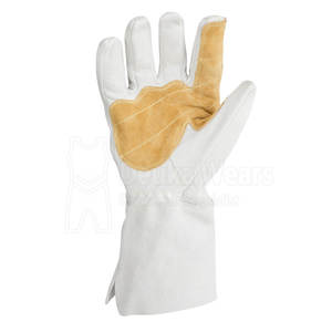 ถุงมือเชื่อมป้องกันความร้อนสำหรับคนงาน แบบกำหนดเองได้  ถุงมือทำงานป้องกันความร้อนสำหรับอุตสาหกรรม ทำจากหนังและเส้นใย  รับผลิตตามแบบ - Product Image 2