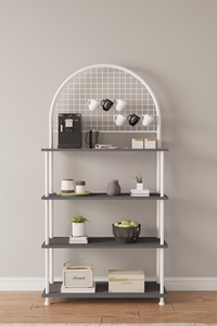 Estante de Cocina con Soporte para Microondas, Organizador para Cafetera y Panel Trasero con Rejilla - Product Image 3