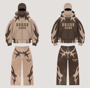 Sudadera con Capucha Unisex Personalizada, Transpirable, Ecológica, Ligera, Informal, con Estampado por Transferencia Térmica, Lavado Ácido, Estilo Flare, con Balaclava - Product Image 1