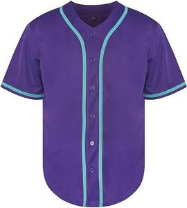 Camiseta de Béisbol con Botones para Uniformes de Equipo, Manga Corta, Cuello en V, Lisa y a Rayas, Ropa Deportiva - Product Image 6