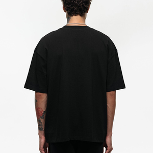 Customised T-shirt Men's 100% Cotton Heavyweight <b>Tshirt</b> Streetwear Oversize Drop Shoulder Rib Crewneck Blank <b>Tshirt</b> for Men - Product Image 3