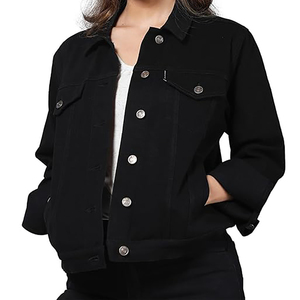 แจ็กเก็ตยีนส์สไตล์ลำลอง Palin สำหรับผู้หญิงแจ็กเก็ตยีนส์สีดำแต่งเสื้อผ้าอย่างเป็นทางการ - Product Image 5