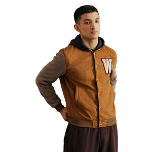 Chaqueta de béisbol Varsity personalizada de primera calidad para hombre con elegante logotipo frontal de Letterman parche de chenilla de gamuza personalizado - Product Image 3