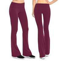 Pantalones de Yoga para Mujer, Sólidos, con Cintura Plegable, Spandex/Nailon, Elásticos en 4 Direcciones, Transpirables
