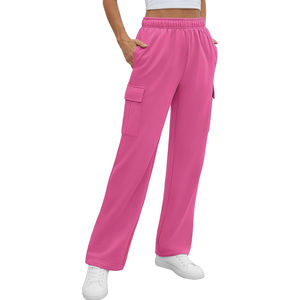 Regular Fit <b>Spandex</b>/Polyester Straight Leg Jogger Women <b>Pants</b> Breathable Anti-Wrinkle Windproof Mid Elastic Waist Casual Wear - Product Image 2