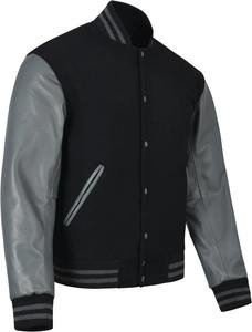 Chaqueta Bomber de béisbol Varsity hecha a medida para hombre con mangas de cuero de vaca, cuello exquisito con diseño de logotipo propio - Product Image 6