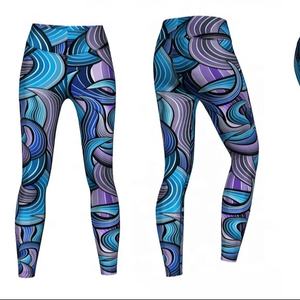 Leggings de sport pour femme, longueur mollet, respirants, extensibles, taille haute, en nylon et élasthanne, couleur unie, pour yoga et course à pied - Product Image 2