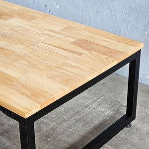 Mesa de Salón Estilo Industrial Rústico 100x60cm con Tapa de Madera de Caucho y Patas de Hierro, Requiere Montaje-SPD68153 - Product Image 6
