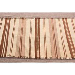 Turkish Vintage Kilim Rug 2.6x13.1 ft, <b>Brown</b> Runner Ombr <b>Wool</b> Rug - Product Image 4