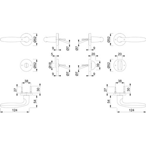 Juego de Accesorios de Baño Rosettengarnitur Verona 1510/42KB/42KBS de Aluminio F1 SK/OL DIN Links con HOPPE D/D Derecho/Izquierdo - Product Image 3