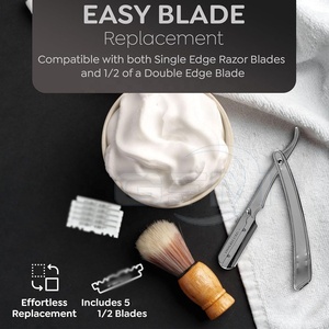 Navaja de Barbero Edge GEMSTONE ENTERPRISES GE-1907, la Más Vendida, con Logotipo Personalizado, Hoja de Acero Inoxidable Duradera y Reutilizable, Cuerpo de Plástico - Product Image 6