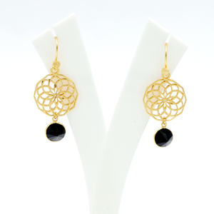 Pendientes Colgantes de Cono de Piedra Solar Azul Dua, Hechos a Mano en Latón con Baño de Oro de 18K, Joyería Elegante y Moderna para Bodas - Product Image 2