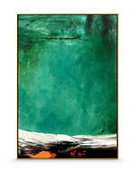 Grande toile texturée Wabi Sabi, art mural vert turquoise, peinture abstraite de paysage champêtre, peinte à la main, décoration intérieure