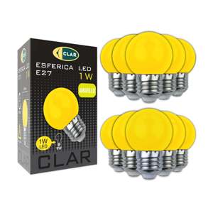 E27 1W 230V Yellow LED Spherical <b>Bulbs</b> - Product Image 1
