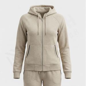 Conjunto Deportivo de Dos Piezas para Mujer, Manga Larga, Corte Ajustado, 100% Algodón Felpa, Estampado Personalizado, Sudadera Deportiva para Gimnasio y Fitness - Product Image 1