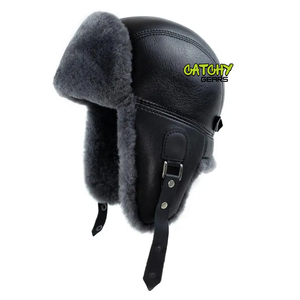 Gorro de Invierno de Piel de Oveja para Hombre, Estilo Aviador - Product Image 1