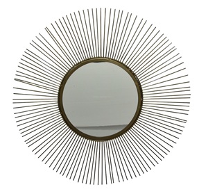 Miroir en métal fait main de luxe au design Art Déco antique, motif à pois, accent en fil complexe, durable, installation facile, décoration élégante - Product Image 2