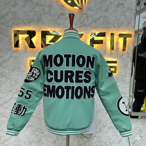 Chaqueta de hombre de lana y seda bordada con logotipo de edición deportiva Create Your Own Logo con cierre de botón cubierto chaqueta versity chaqueta de hombre - Product Image 4