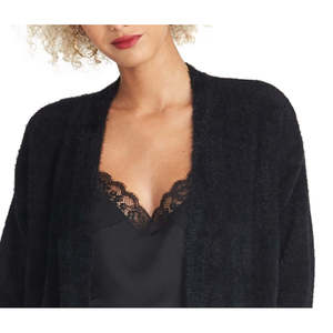 Cardigan Floreale da Donna Rachel Roy, Design Casual Nero Effetto Peluche - Lunghezza Corta per Autunno Inverno, Taglia S - Product Image 2