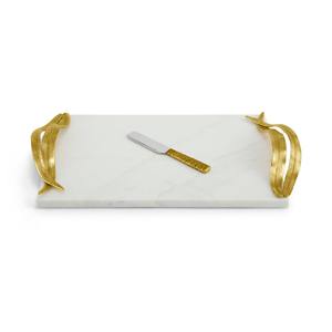 Plateau de service de cuisine de taille personnalisée au design exclusif avec poignée métallique dorée pour un usage domestique avec couteau tranchant caractéristique décorative - Product Image 1