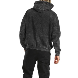 Acid Wash Hoodie Custom Oversized Plain Acid Vintage Washed Heavyweight Hoodie Hombres Venta al por mayor Acid Wash Pullover Hoodies 2026 - Product Image 4