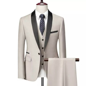 Costume de mariage ou de bal pour homme, coupe ajustée, 2 pièces, simple boutonnage, ensemble veste et pantalon 3 pièces, logo sur le devant, grande taille, imperméable - Product Image 1