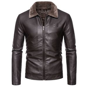 <b>Jacket</b> PU Synthetic Leather <b>Jacket</b> Warm <b>Thick</b> Leather Collar Motorcycle <b>Jacket</b> - Product Image 4