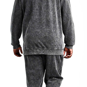 100% coton éponge surdimensionné survêtement pour hommes meilleur OEM personnalisé évasé empilé pantalons de survêtement à capuche ensemble hiver imprimé solide à capuche - Product Image 6