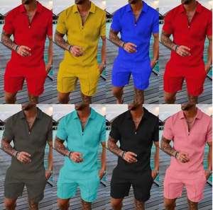 Conjuntos de polos informales, chándal personalizado para hombre, camiseta para hombre y conjunto corto con cremalleras - Product Image 2