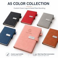 Carnet d'adresses en cuir A5 personnalisé avec logo et fermoir métallique – Planificateur de bureau portable minimaliste – Vente en gros
