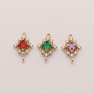 Vintage Square 925 Silver <b>Birthstone</b> Pendant <b>Necklace</b> Openwork Diamond-Plated Copper Whol - Product Image 4