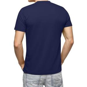 Camiseta de manga corta con cuello redondo para hombre Camiseta de algodón liso sólido Tamaño grande y alto disponible - Product Image 5