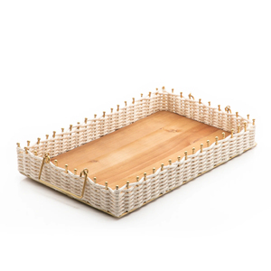 Luxury Modern Rattan <b>Tray</b> With Unique Designer Texture Ideal For Serving <b>Snacks</b> Drinks Coffee Table Decor - Product Image 1