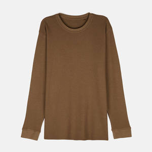 <b>Men's</b> Heavyweight Waffle <b>Thermal</b> Knit Long Sleeve T-<b>shirts</b> Custom Logo 100% Cotton Comfortwear Long Sleeve Tshirt For <b>Men</b> - Product Image 4